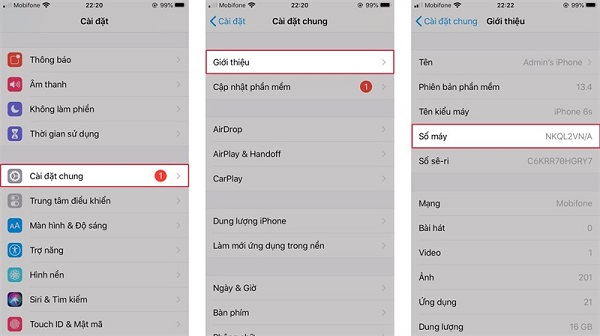 Cách kiểm tra mã máy iPhone