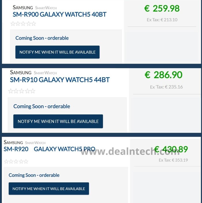 Giá bán Galaxy Watch5 ở Châu Âu được tiết lộ