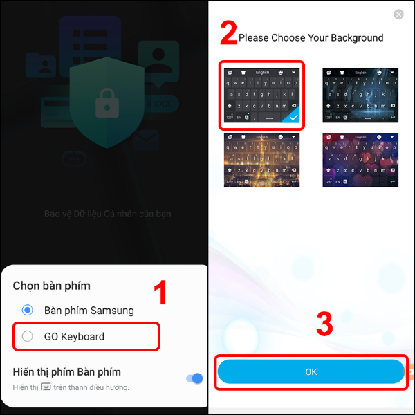 Đổi hình nền bàn phím điện thoại Samsung: \