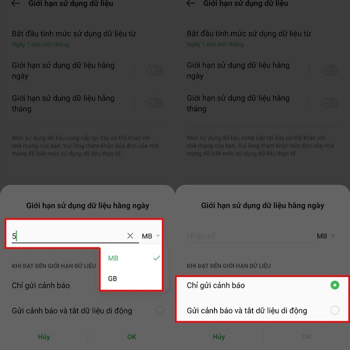 Cách giới hạn dữ liệu trên điện thoại OPPO 