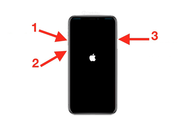 Reset iPhone X bằng phím cứng