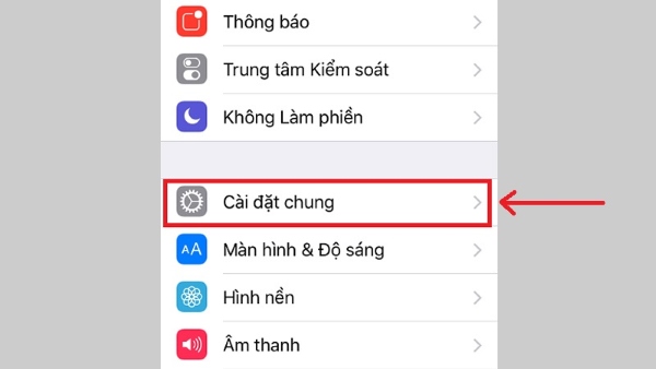 Tìm Cài đặt chung