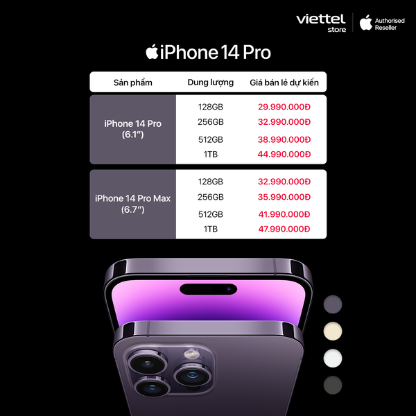 iPhone 14 Pro có mức giá rẻ hơn so với iPhone 14 Pro Max 100 USD