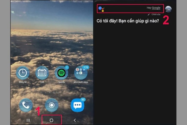 Chụp hình họa màn hình hiển thị điện thoại thông minh Samsung A23 vì thế Google Assistant