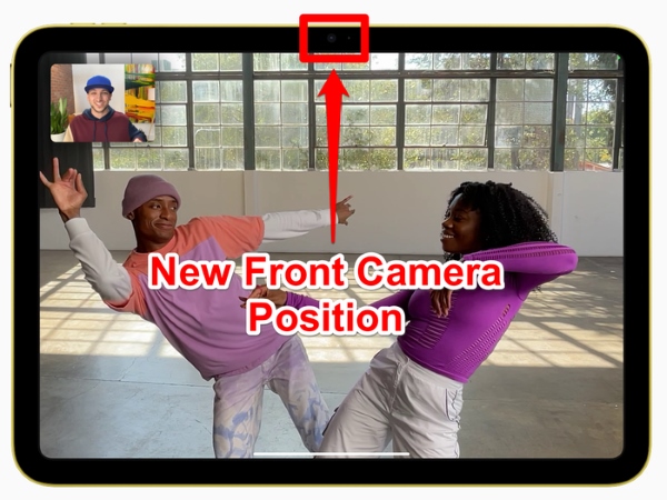 Camera trước trên iPad Gen 10 đã có sự thay đổi về vị trí