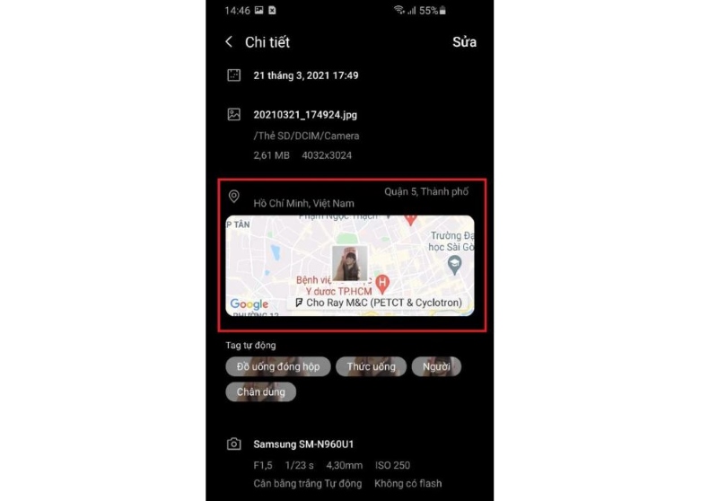 Chụp ảnh kèm vị trí trên Samsung