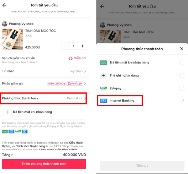 liên kết tài khoản ngân hàng với tiktok shop