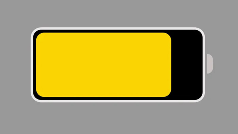 pin iPhone hiển thị màu vàng