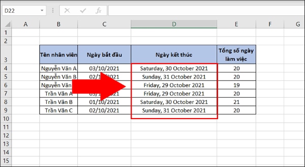 định dạng ngày tháng trong excel