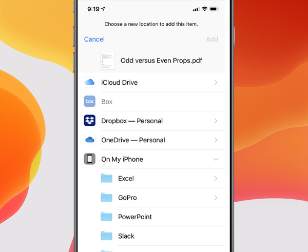 Tìm file Word, Excel… download Zalo trên iPhone