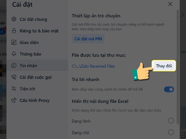 Nhấn nút Thay đổi