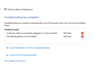 Tìm hiểu về lỗi A network cable is not properly plugged in or may be broken
