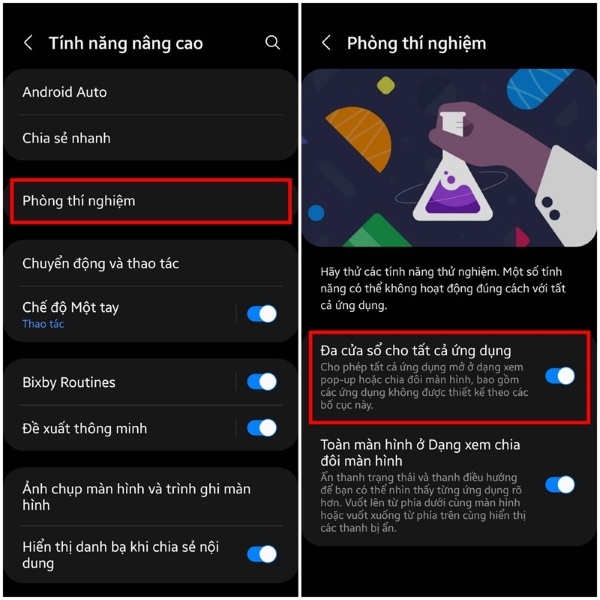 Cách mở 2 ứng dụng trên samsung