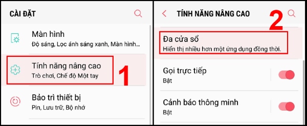 Cách mở 2 ứng dụng trên samsung