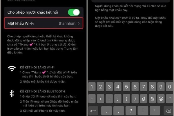 Chia sẻ wifi trên iPhone