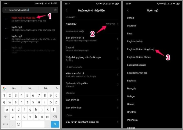Chọn “Ngôn ngữ và nhập liệu”