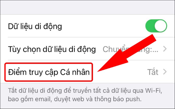 không bật được điểm truy cập cá nhân trên iphone