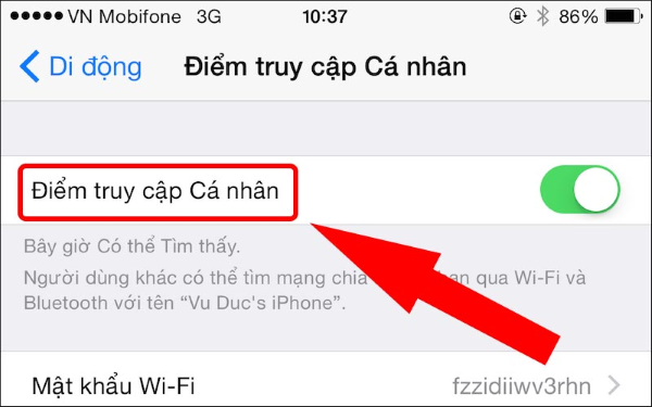 không bật được điểm truy cập cá nhân trên iphone