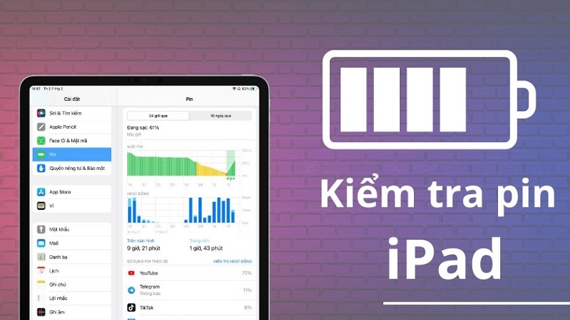 Cách kiểm tra pin ipad