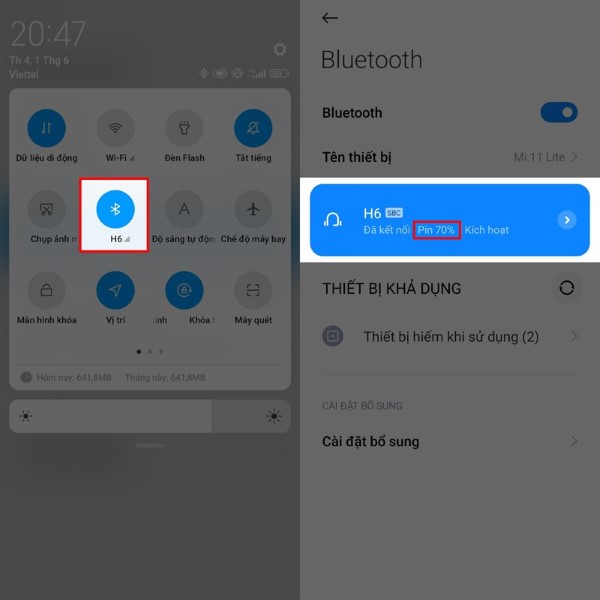 Phần mềm hiển thị pin tai nghe Bluetooth