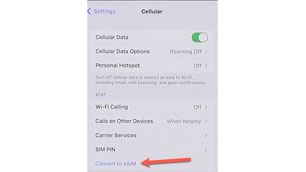 Bước 1 cho thao tác chuyển SIM vật lý thành eSIM trên cùng iPhone 15