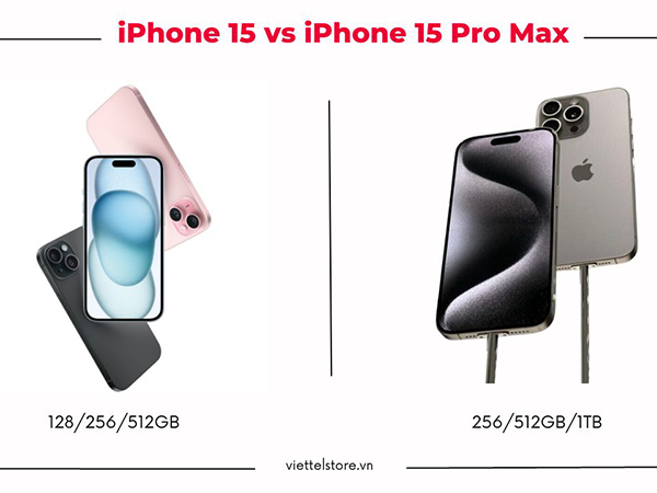 iPhone 15 và iPhone 15 Pro Max sở hữu đa dạng tuỳ chọn dung lượng 