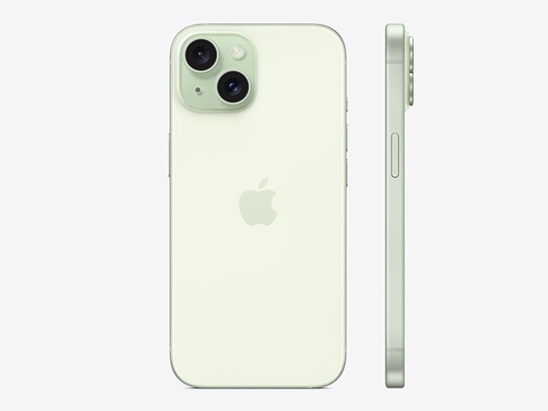 iPhone 15 màu Xanh lá nhìn từ mặt lưng 
