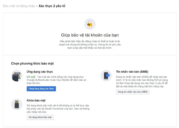 khóa bảo mật facebook