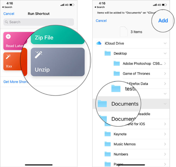 mở file zip trên iphone