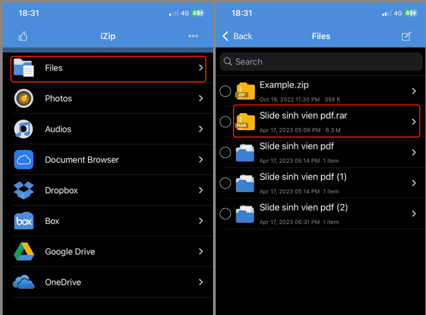 mở file zip trên iphone
