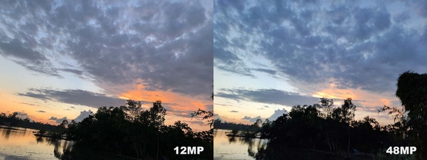 Trong điều kiện ánh sáng hạn chế, camera 12MP cho hình ảnh có nét nhòe hơn cảm biến 48MP