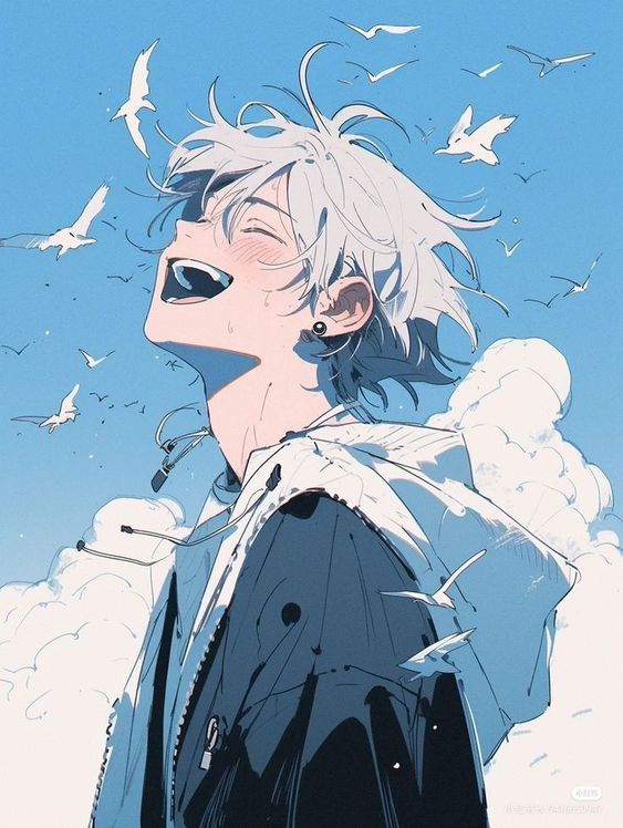 Hình nền anime cậu nhỏ xíu đang được cười cợt vui tươi vẻ bên dưới khung trời nhập xanh