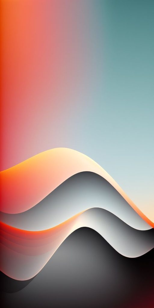 Hình nền iPhone 15 với đàng cong xếp tầng blue color dương và hồng cam