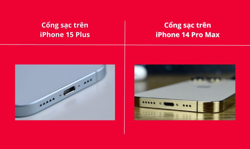 So sánh iPhone 15 Plus và 14 Pro Max thông qua cổng sạc