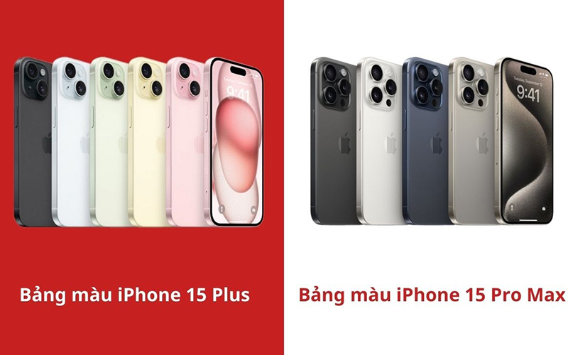 iPhone 15 Plus và iPhone 15 Pro Max có sự khác nhau về bảng màu