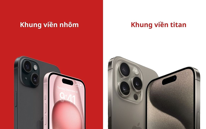  iPhone 15 Plus và iPhone 15 Pro Max có sự khác biệt về chất liệu khung viền