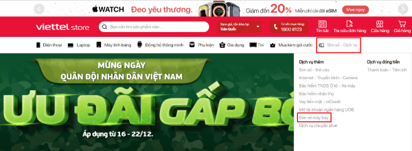 Mua vé máy bay trực tiếp tại website Viettelstore.vn