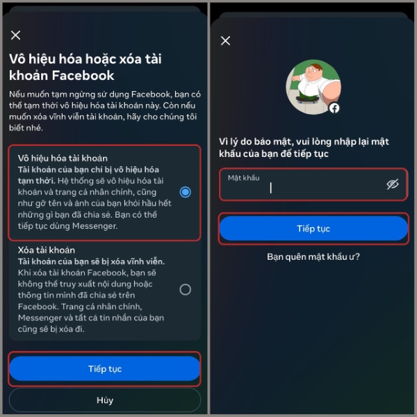 Nhập mật khẩu đăng nhập Facebook của bạn