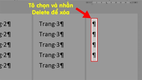 Bôi đen các ký tự trên và nhấn Delete