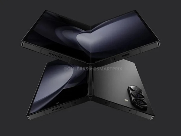 A foldable smartphone with a couple of cameras

Description automatically generated