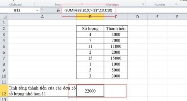 Công thức này sẽ tính tổng các giá trị trong ô C3