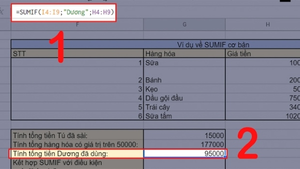 Công thức này tính tổng giá trị của các ô trong dãy H4