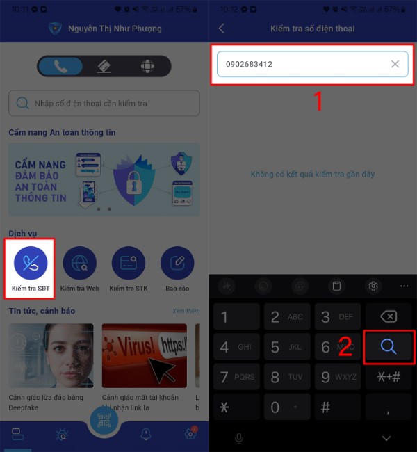 Nhập số điện thoại mà bạn nghi ngờ 