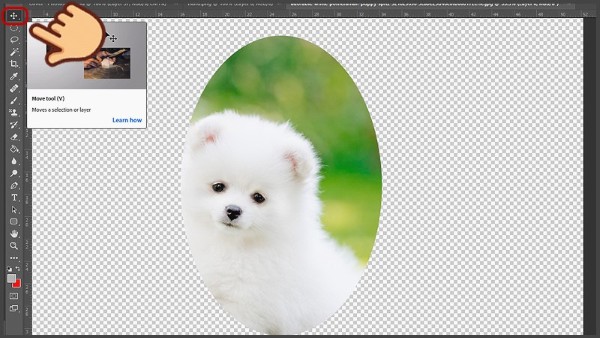 Sử dụng công cụ Move Tool (phím tắt V) để điều chỉnh layer hình ảnh