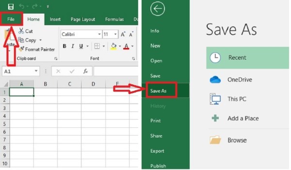 Chọn tab File và sau đó chọn Save As 