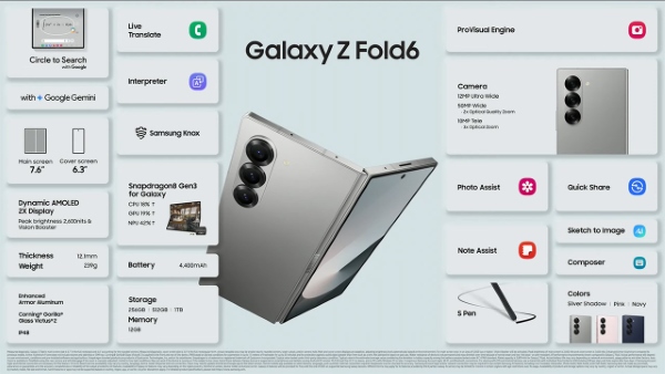 Galaxy Z Fold6 256GB sở hữu cụm camera chính 50MP OIS