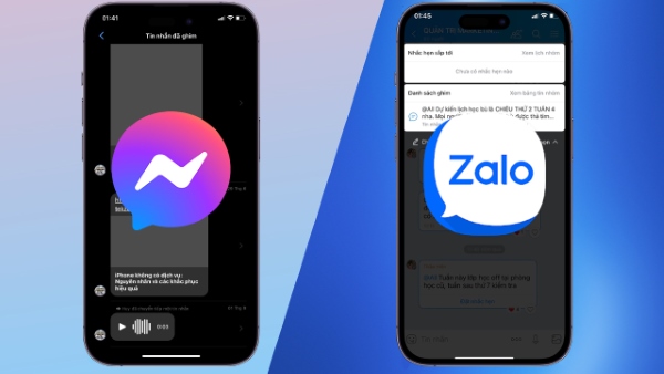 Sự khác nhau khi ghim tin nhắn trên Messenger và Zalo