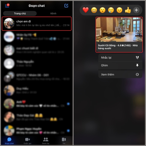 Mở ứng dụng Messenger và chọn cuộc trò chuyện muốn ghim 