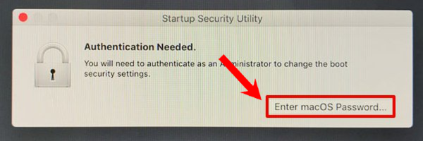 Chọn Enter macOS Password
