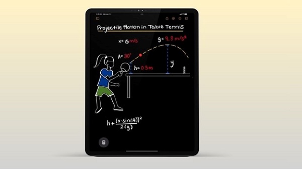 A tablet with a drawing of a child playing tennis

Description automatically generated